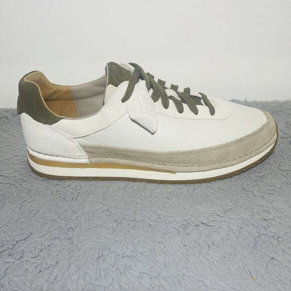 Clarks White Sneakers with Olive Accents - Picture 8 of 11